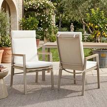 2 Comfortable And Breathable Outdoor Dining Chairs, Wood-Plastic Composite Armrests, Teslin Seat, Galvanized Iron Frame, Khaki And Beige - Beige - View 9