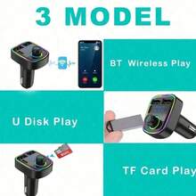 Modulador de audio MP3 para coche 3.1A, receptor de audio, 2 puertos USB de carga rápida, compatible con Apple, teléfonos Android, portátiles, adaptador de carga rápida que admite carga rápida y múltiples dispositivos, cargador de coche portátil y eficiente de carga rápida - Negro - Ver 5