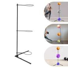 RibasuBB 3-Ball Stability Ball Rack Exercise Ball Stand Adjustable Ring Holders Fits 45–75cm Balls Corner Space-Saving Iron Frame - Default - View 2