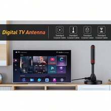 YAIUZGOO 可攜式 HDTV 天線 DVB-T 放大器天線 25dBi 250+ 英里接收範圍 超高清 HDTV 附放大器 VHF/UHF 快速響應 戶外天線套件 附磁性底座 適用於室內/戶外電視使用 智慧電視與舊款電視 - 黑紅色 - 查看 2