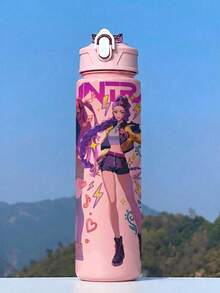 1pc 5 K-POP Girl Group Style Anti-Spill Flip Top Sports Water Bottle, Car Accessory, Back To School, Portable Fashion Design, 800ml Travel Cup With Strap, Straw And Lid, Cute Design, High Quality, Leak-Proof, Shock-Resistant, Durable Outdoor Sports Water Cup, Large Capacity Portable Cup, Suitable For Short Trips, Hiking, Picnic, Running, Fitness, Mother's Day - One Size Fits All - View 7