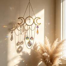 1pc Elegant Crystal Wind Chime With Dreamcatcher And Moon Crystal Beads, Wedding/Window/Car Decoration, Wedding Arch, Balcony Or Mobile Decor - Wedding & Home, Car Accessories - Durable Hanging Ornament - Wedding & Home Hanging Decor - A - View 3