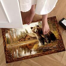 1/2pcs Farmhouse Style Kitchen Floor Mat, Polyester Absorbent Mat, Kitchen Floor Mat, Door Mat, Suitable For Kitchen, Living Room, Entrance, Balcony, Home Decor, Holiday Gift, Bedroom Floor Mat, Foot Mat, Pet Mat, Bathroom Decor, Room Decor, Kitchen Decor - Multicolor - View 4