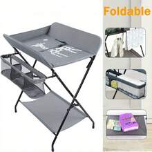 Folding Table With Storage Organizer - Gray - View 2