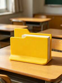 1pc Computer Folder Shaped Bookshelf, Minimalist 3D Printed Multi-Scenario Vertical Stand, Portable Laptop, Books, Textbooks, Assignments, Suitable For Student Desk Desktop Decoration. Teacher Gifts Thank You, School Supplies, Classroom, Christmas, Stationery Supplies - Yellow - View 6