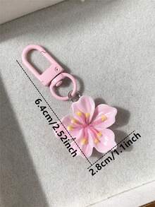 5pcs Vibrant Cherry Blossom Keychains, Bohemian Style, Versatile Keyring Bag Charm Accessories, Souvenir Gift For Friends, Exquisite Flower Keychains - 5 Cherry Blossom Keychains - View 4
