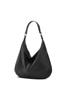 Large Capacity European & American Vintage Women's Shoulder Bag, Fashionable Minimalist For Work, Commute, School, Vacation, Niche Versatile - Black - View 5