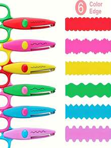 1/4/5/10pcs Handmade Scissors Set, Wavy Edge Paper Cutting Scissors, Multi-Functional Scissors, Paper Crafting, Cute Wavy Edge Scissors, Scissors Set, Asymmetrical Scissors, Handmade Design, Perfect For Creative Crafts, Home And School Use - The Styles and Colors Are Random - View 2