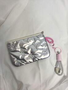 Bolsa de almacenamiento pequeña estilo japonés y coreano con diseño de nicho, color plateado con bloques de color, monedero ligero con colgante mate, bolso de moda personalizado - Plateado - Ver 4