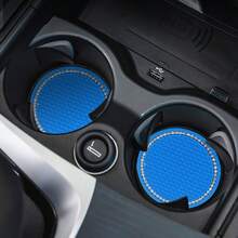 2pcs Car Accessories Silicone Rhinestone Round Fashion Cup Coasters, Car Cup Holder Insert Silicone Non-Slip Beverage Cup Coasters, Universal Vehicle Interior Accessories, Bling Crystal Rhinestone Car Silicone Interior Accessories - 2pc Multi-color Silver Chain Coasters - View 8