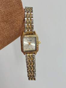 Jam Tangan Quartz Wanita Bentuk Oval dengan Dial Angka Arab, Gaya Mid-Century yang Modis, Cocok untuk Pemakaian Sehari-hari, Hadiah, dan Pesta - Perak Emas - View 7