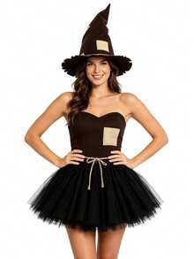 1pc/Holiday Party Accessory Scarecrow Patch Witch Hat Cosplay Witch Hat Party Accessory Costume,Halloween - Multicolor - View 8