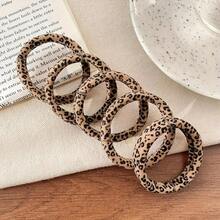 5/10pcs Classic Leopard Print Elastic Hair Ties, Skin-Friendly Elastic Fabric, No-Damage Hair Bands, Suitable For Travel, Makeup And Daily Wear - Multicolor - View 2