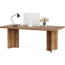 Tribesigns - Escritorio Ejecutivo de 63 Pulgadas, Escritorio Vintage para computadora de Oficina en casa con Mesa Grande, Mesa de conferencias de Madera de Granja para Oficina, Estudio, Color marrón - Café tranquilo - Ver 10