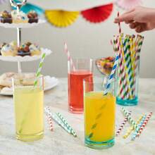 25/50pcs Paper Straws - Striped Straws, Non-Wetting Paper Straws, Suitable For Daily Drinking And Crafting, Also Applicable For Birthday Parties, Weddings, Theme Parties And Other Occasions - A - View 8