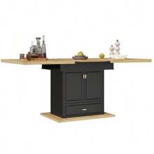Extendable Dining Table - Wooden Table From 110 To 140 Cm For Kitchen And Dining Room - Seats 6 - Dimensions: 110 X 80 X 75 Cm - For Patio And Living Room - 自然色 - 查看 10
