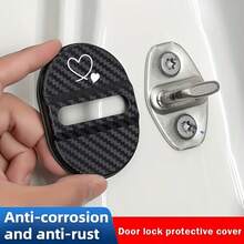Car Door Lock Shock Absorber Cover, Heart-Shaped Design With Carbon Fiber Texture, Shock-Absorbing, Noise-Reducing, Sound-Insulating, Rust-Proof And Sealing Cushioning - Heart-shaped Shock Absorber Sleeve - View 6