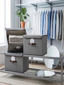 1pc Washable Foldable CD Storage Box With Lid, Dust-Proof Space-Saving Disc Organizer, Home Bookshelf Storage Box - Grey - View 8