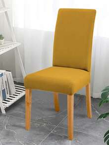 Funda para silla lisa de 4 piezas/6 piezas/8 piezas/10 piezas, fundas elásticas de poliéster desmontables para sala de estar, comedor, dormitorio, para todas las estaciones - Caqui - Ver 28