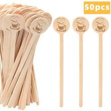 50pcs Disposable Stir Sticks - 15cm Round Head, Wooden Coffee Stirrers Easy To Grip, Suitable For Cold And Hot Beverages - For Coffee, Milk Powder, Honey, Tea, Cocktails - Multicolor - View 5