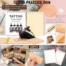 SUANGL Tattoo Practice Skin Notebook 1mm Thickness 10 Sheets Flexible Silicone Simulated Skin Portable Pocket Size Tattoo Training Practice Skin Suitable For Pattern Transfer And Needle Technique Practice - Multicolor - View 7