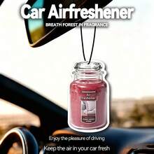 Pink Jar Candle Shaped Hanging Car Air Freshener - A - View 1