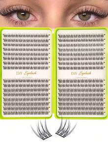 384pcs Cluster Eyelash Set - Natural Lightweight Style (Includes Adhesive, Fixing Liquid And Tweezers, CC Curl, DIY Extension Effect, 8-16mm, Set) - 彩色 - 查看 12