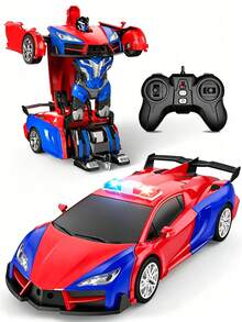 1件可變形遙控車 1:18比例 2.4GHz 蜘蛛RC車 一鍵變形 高速360°旋轉機器人玩具 2合1變形機器人遙控車 附燈光效果 自動變形 適合3-4、5-6、7-8、9-10歲男孩女孩生日禮物 適用於聖誕節/復活節/萬聖節/新年禮物 蜘蛛玩具（紅色） - 彩色 - 查看 10