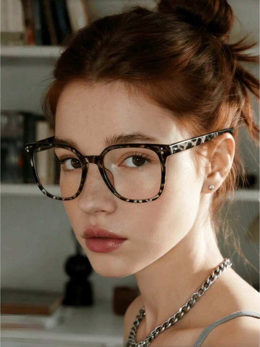 1 par de gafas cuadradas unisex, lentes transparentes, adecuadas para computadora, juegos, televisión, teléfono y uso diario. - Multicolor - Ver 1
