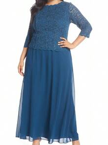 Alex Evenings Vestido Largo de Noche con Lentejuelas y Encaje, Talla Plus Vestido para ocasin Especial para Mujer - Rosa (rosa concha) - Ver 12