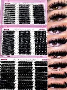 Large Capacity Eyelash Book, Fluffy Cluster Lashes 30D-2000D, Thickened & Lengthened 10-18mm, Voluminous Cluster Eyelash Extensions 780pcs, Fine Single Lashes D Curl, Waterproof, Soft False Eyelashes For DIY Home Use - D - 查看 1
