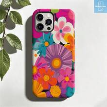 HoBa case 1 Pc The Flowers Pattern 2-In-1 Soft Film Full Coverage Phone Hard Case, Suitable For Galaxy A23/A24/A25/A32/33/S25, Compatible With Apple 18/7/8/11/12/13/14/14Plus/15/15Plus/16/16Plus/7/8Plus/17/17Pro Max,Korean Stylish & Interesting Phone Case,Elegant Design Suitable For Both Men And Women, Ideal Gift For Girlfriend On Christmas, Autumn, Birthday - Mixed Color 1 - View 2