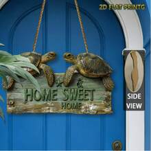 2D Flat 1pc Wooden Turtle Sign, Vintage Fresh Wall Decor, Valentine's Day Gift, Kitchen Bedroom Hanging Or Standing, Moisture-Proof And Durable - Olive Green - View 2
