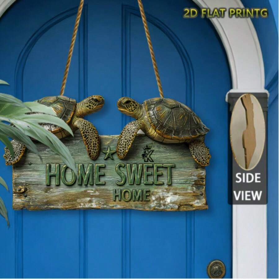 2D Flat 1pc Wooden Turtle Sign, Vintage Fresh Wall Decor, Valentine's Day Gift, Kitchen Bedroom Hanging Or Standing, Moisture-Proof And Durable