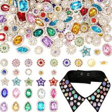 WENSIDUO 50pcs Sew-On Rhinestones, Random Shape Glass Rhinestones, Random Color, Sew-On Crystal Gems With Metal Flat Back And Gold Claw Setting, Suitable For Jewelry Making, Clothing, DIY Crafts, Shoes, Dresses, Jewelry Production - Golden Claw Rhinestones - View 1