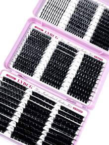 Large Capacity Eyelash Book 0.07mm Spiky Wet Glossy Single Cluster Lashes Salon Volume D Curl Spiky+40D-200D 10-18mm Anime Style 780pcs Reusable DIY Cluster Eyelash Extensions For Beginners - D - 查看 3