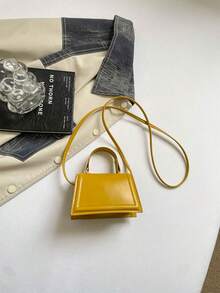 Women's Mini Small Solid Color Ruffle Flap Crossbody Handbag - Yellow - View 5