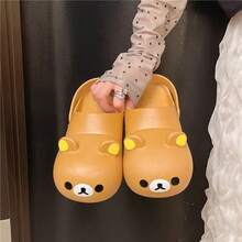 San-X 2026 Summer Girls' Casual Bear Hollow Perforated Slip-On Sandals, Non-Slip, Odor-Resistant, Cute Closed-Toe Outdoor Slides For Women - Multicolor - View 17