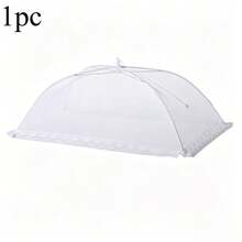 2/1pc White Foldable Food Cover, Breathable Mesh Dust-Proof And Fly-Proof Cover For Home Kitchen Cooked Food, Fruits And Vegetables - Multiple Styles - View 9