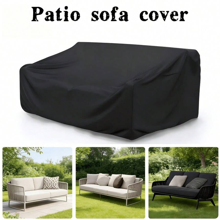 2-Seater Outdoor Sofa Cover, Durable Material, Suitable For All Seasons, UV Resistant, Perfect For Your Outdoor Bench, Sofa And 2-Seater Chair - Black - View 1