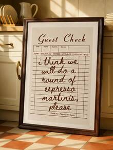1pc"Chef Was Cute Would Eat Here Again"Wall Art Print Kitchen Canvas Poster, Minimal Kitchen Poster, Chef Wall Art Print, Restaurant Art, Guest Check Funny Espresso Martini, Preppy Poster Apartment Bar Cart Decor,Wall ArtFramed/Unframe - 1pc - View 2