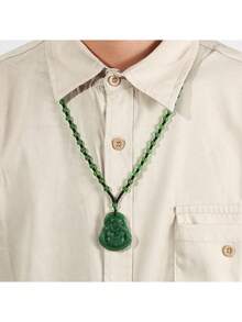 1pc Feng Shui Buddha Pendant, Exquisite Carved Buddha Pendant Necklace For Women - Unique Vacation Accessory, Perfect For Spiritual Travelers And Buddha Enthusiasts - Multicolor - View 8