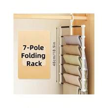 Portable Multi-Functional Pants Rack, 48cm And 36cm Length, Tiered Space-Saving Hanger, Stainless Steel Clips Without Wrinkles, Storage For Trousers, Jeans, Skirts, Minimalist Closet Organizer - View 7
