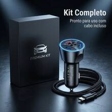 Carregador Veicular Turbo USB 3.0 USB-c USB 3.1A Carregamento Rapido 55w-Inclui cabo de carregamento - carregador + cabo de usb-c - Visão 9