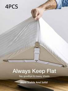 4 buah Pengikat Selimut Segitiga, Klip Logam, Pita Elastis yang Dapat Diatur, Alat Pengikat Selimut, Tali Sprei Anti Selip yang Praktis dan Tak Terlihat, Cocok untuk Bantal Sofa, Selimut, Tekstil Rumah, Dekorasi Rumah - Putih - Putih - View 2