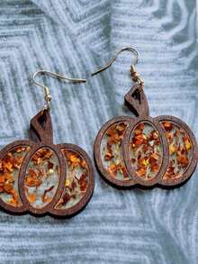 1 Pair Halloween Rainbow Magic Ghost Pumpkin Acrylic Earrings, Quirky Fashion High-End Ear Pendants, European And American Creative Pumpkin Head Ghost Pendant, Asymmetrical Design Stud Earrings For Women - Multicolor - View 14