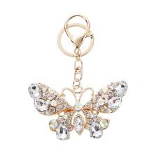 1Pc Gold Trim Multicolor Bling Rhinestone Butterfly Key Pendant Portable Decorative Key Accessory For Daily Matching - Multicolor - View 4