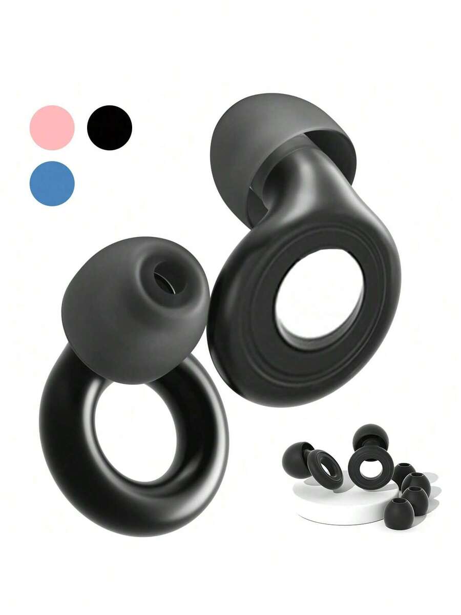 1 Pair Reusable Ultra Comfortable Noise-Canceling Earplugs, Includes 2 Pairs Of Replacement Ear Tips, Suitable For Sleep, Deep Focus, Travel, Noise Sensitivity, Hearing Protection - Multicolor - View 1