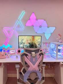 12/10/6/3 قطع أضواء LED مثلثية ذكية RGB، يمكن توصيلها لإنشاء أشكال DIY الخاصة بك، تتزامن مع الموسيقى، ديكور منزلي مثالي، حفلة & هدية لغرفة النوم، غرفة المعيشة، غرفة الألعاب! - أبيض - مشاهدة 7