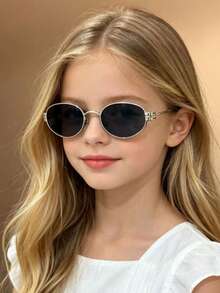 1 Pair Oval Metal Kids & Teens Cute Beach Fashion Colorful Casual Premium Eyeglasses - Multicolor - View 4